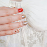 Vibeficant Glaze Glitter Press on Nails Short Squoval Cute Flower Design